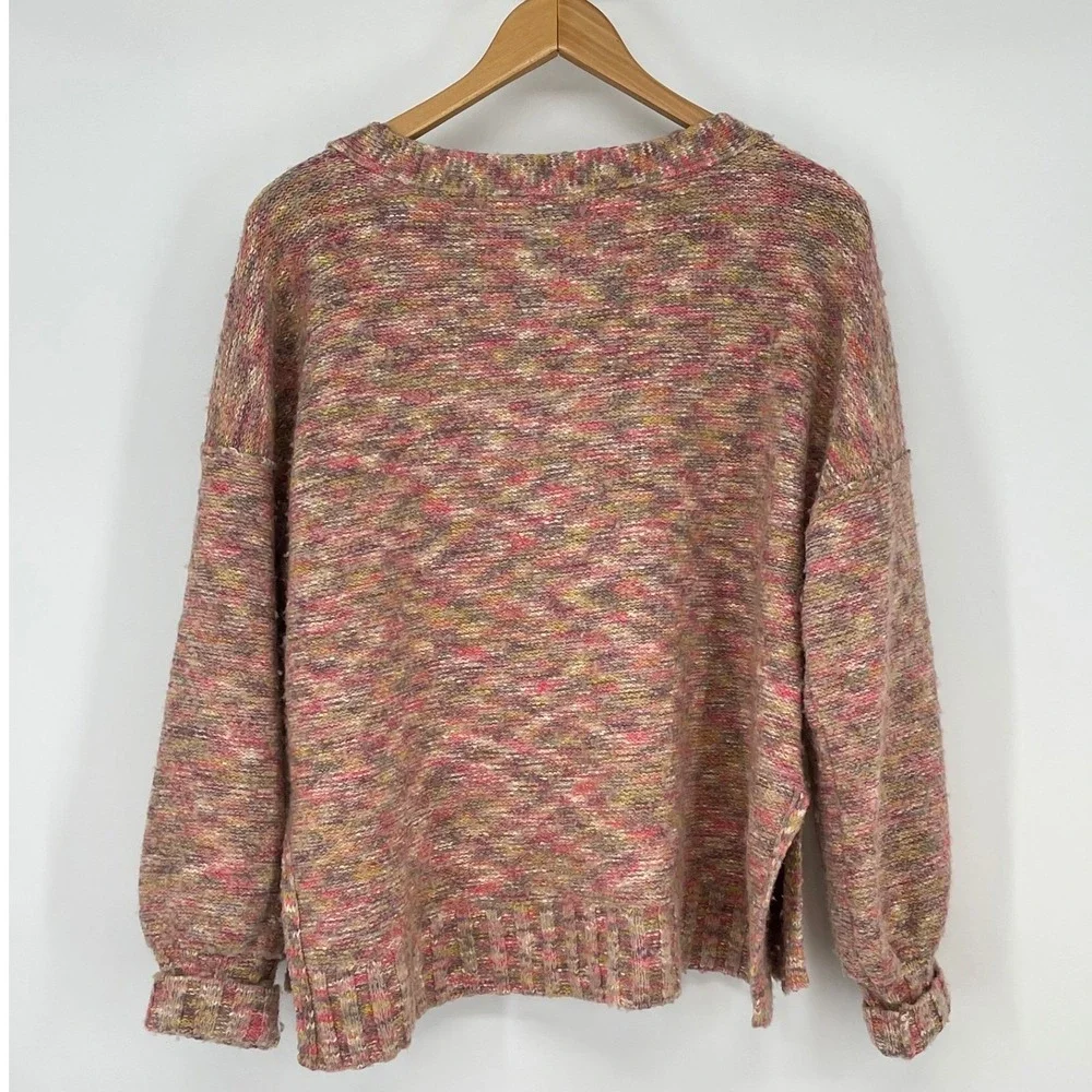 Pilcro Anthropologie Deep‎ V-Neck Oversided Spacedye Slouchy Sweater Size M